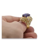 Anneau Alexandrite Or jaune 8 carats Vintage vrc031x-ax Art Deco Style soviétique russe URSS